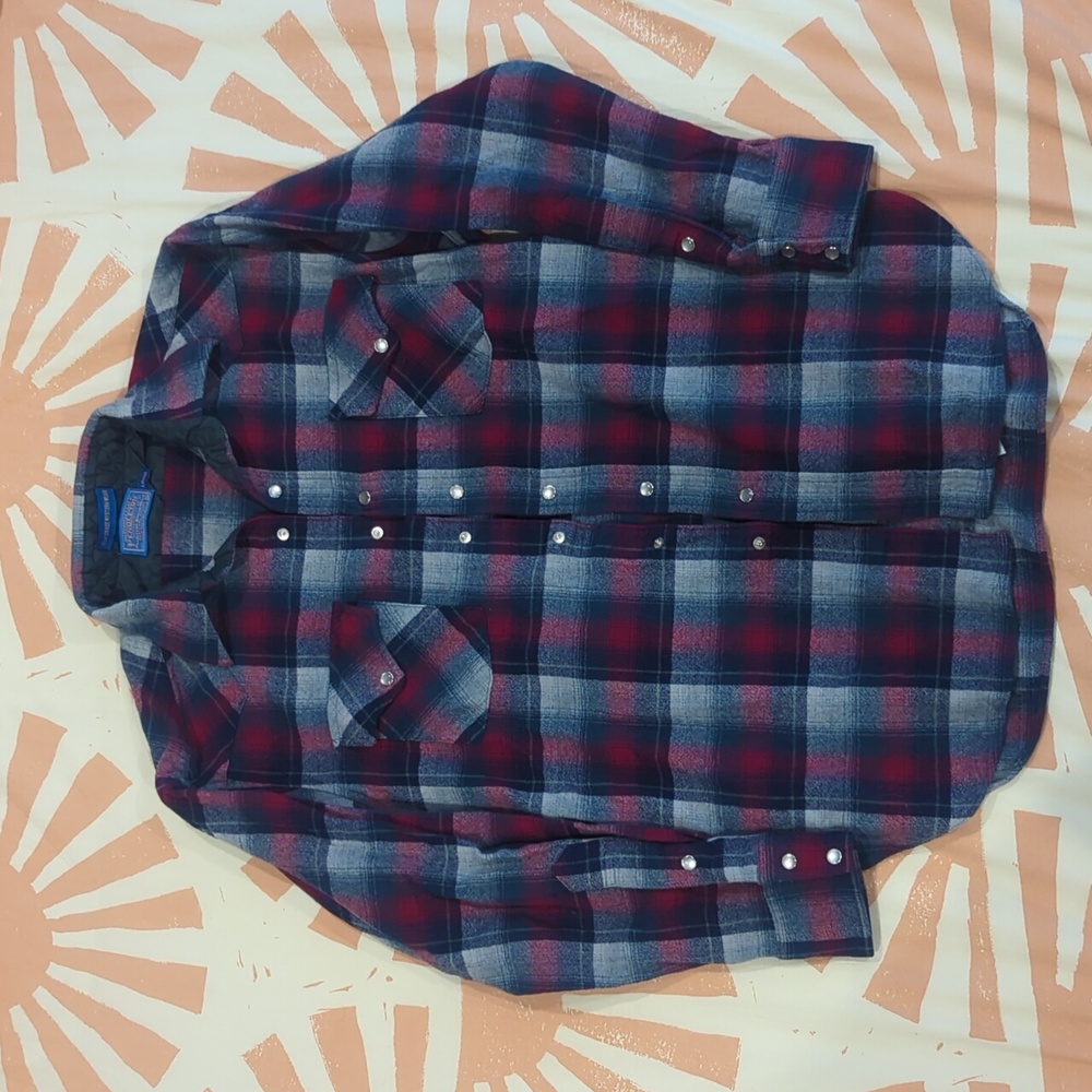 Pendleton Men Western Style Wool Plaid Flannel - image 1